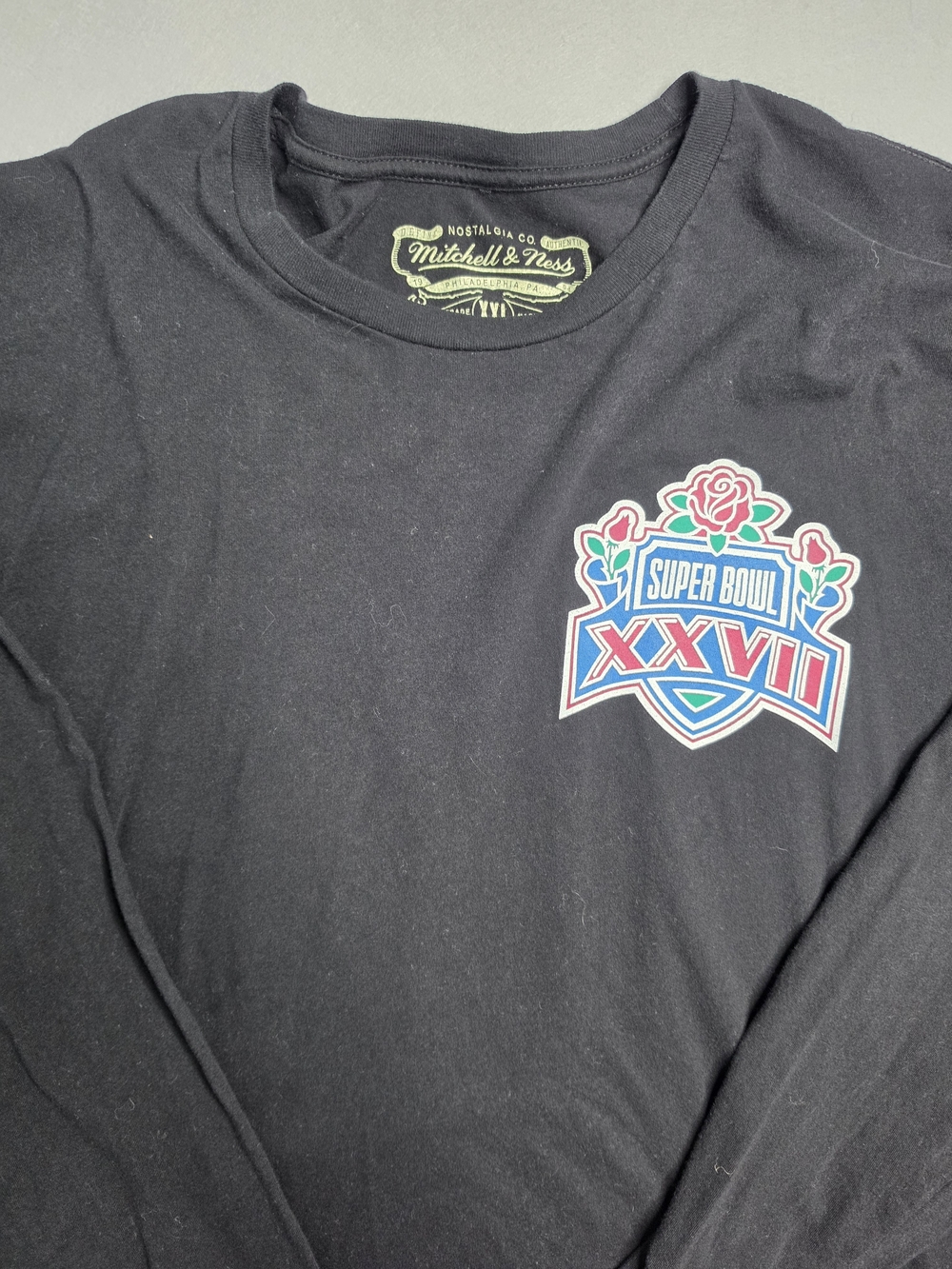 Mitchell & Ness Super Bowl XXVII Long Sleeve Black Shirt 2XL Cowboys Throwbacks‎